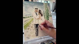 Beautiful live painting bride amp groom at winery ￼in California guestportraits liveartist [upl. by Peg834]