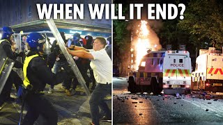 Shocking footage shows mob rampage across UK as cops threaten to use WATER CANNONS on rioters [upl. by Garfinkel837]