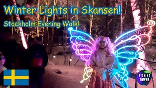 Ep 10  Winter Lights in Skansen  Stockholm Evening Walk  Stockholm Sweden [upl. by Ajak]