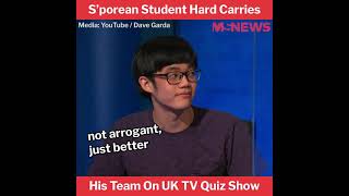 Singaporean Student Hard Carries His Team On UK TV Quiz Show [upl. by Thorfinn]