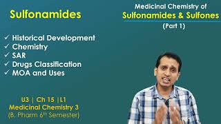 Sulphonamides Medicinal Chemistry Part 1 Chemistry SAR Mechanism of action of Sulfonamide [upl. by Nibur]