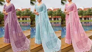 Bollywood Embroidered Chiffon Saree👌 New Fancy Saree👌 2024 letest Saree design👌 शिफॉन साड़ी 👌 साड़ी [upl. by Nitsew]