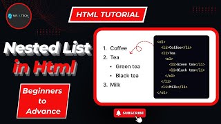 Nested list in html  How to Create Nested Lists in HTML Ordered amp Unordered  html tutorial [upl. by Dihahs]