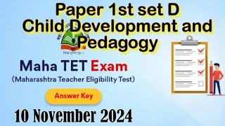 child development and pedagogy answer key TET 2024 November [upl. by Alleacim]