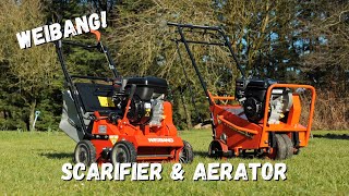 WEIBANG Intrepid 384RB Scarifier amp WB457AB Aerator  How To Scarify and Aerate Your Lawn [upl. by Ardnazil834]