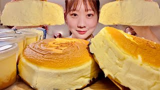 ASMR Rikuros Cheesecake and Pudding【Mukbang Eating Sounds】【English subtitles】 [upl. by Jinny818]