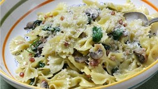 Farfalle Spinach Mushrooms and Pancetta  Rossellas Cooking with Nonna [upl. by Nesline]