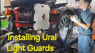 Ural Sidecar Motorcycle Light Guards amp Bench Seat nstalled on a 2017 Patrol [upl. by Eihcir]