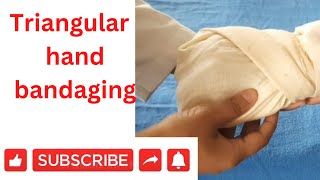 Triangular Hand Bandaging By PC nursing procedure [upl. by Aipotu]