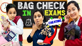 BAG CHECK IN EXAMS 😮  Surprise Bag Check by Mummy 😲  Funny Video  Cute Sisters [upl. by Buchheim998]