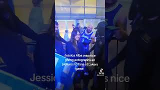 I saw Jessica Alba being nice to her fans after Lakers game when they beat the Raptors [upl. by Nibor]