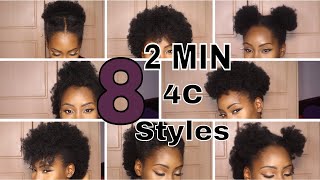 8 SUPER QUICK HAIRSTYLES ON SHORT 4C HAIR [upl. by Kcered91]