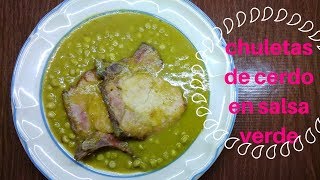 chuletas de cerdo en salsa verde receta facil y rapida [upl. by Porett]