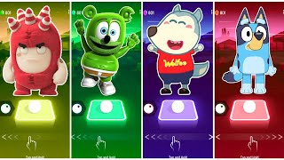 Oddbods Fuse VS Gummy Bear VS Wolfoo VS Bluey Bingo 🎶 Tiles Hop EDM Rush [upl. by Trumaine]