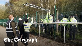 Animal rights protesters invade course and delay start of Grand National [upl. by Him]