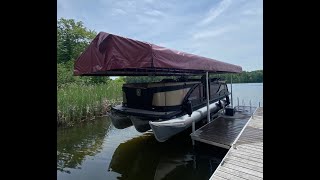 Hydro Extreme Vertical Boat Lift  Pontoon Boat Set Up [upl. by Milka]