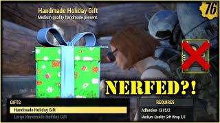 Fallout 76  Handmade Holiday Gifts got Nerfed and Prepare Your Santatrons [upl. by Alleoj]