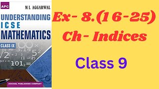 Indices class 9ex8ml aggarwal icse math [upl. by Abbub]