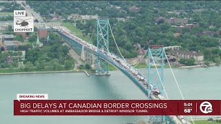 Ambassador Bridge and DetroitWindsor Tunnel see traffic delays [upl. by Oravla]