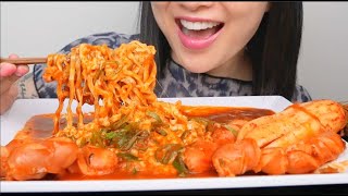 SPICY NOODLES WITH SAUSAGE ASMR EATING SOUNDS NO TALKING  SASASMR [upl. by Winterbottom]