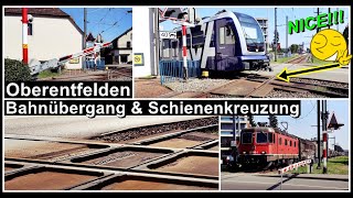 Eine Gleiskreuzung mit Bahnübergang bei Oberentfelden [upl. by Eisej]