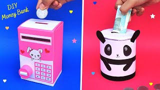 How to make Coin Bank with Cardboard Box amp RollBest out of wasteDIY 2 Cute Money Storage Box [upl. by Rehpotsrihc]