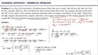 Velocity and Acceleration analysis in mechanisms  Analytical Approach [upl. by Tammie]