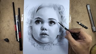 Realistic Portrait Drawing with Charcoal Pencil [upl. by Nooj830]