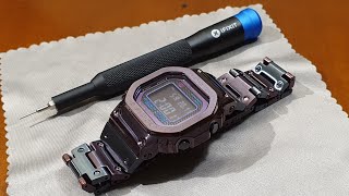 Skracanie bransolety w Casio GShock GMWB5000 stalowym PL [upl. by Ulah]