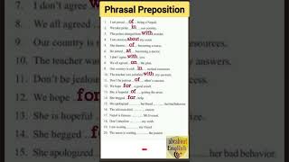 Phrasal preposition worksheet 1  Preposition exercise  Fixed preposition preposition [upl. by Anoj]