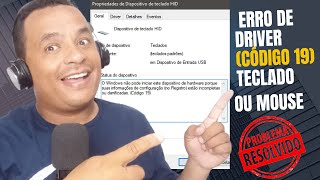 Erro Código 19  defeitos no Registro do Driver do teclado e mouse [upl. by Keraj]