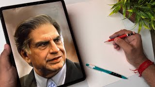 Draw with me  Sir Ratan Tata drawing Ratan Tata Ji Drawing Tribute Video [upl. by Rausch]