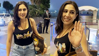 Sara Ali Khan Flying From Mumbai Spotted At Airport [upl. by Rimola]