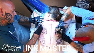 ’Two Artists Two Wings One Back Elimination Tattoo Preview  Ink Master Season 7 [upl. by Lesslie]