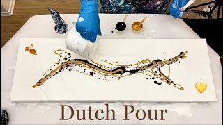 WOW Gorgeous 💛GOLDEN Leaf 🍂 Dutch Pour So Simple and Elegant Acrylic Pouring  Fluid Art [upl. by Figge823]