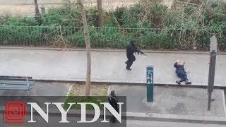 Deadly Charlie Hebdo attack caught in video [upl. by Enahs157]