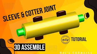 Sleeve amp Cotter Joint Tamil Tutorial  Autocad 3D  ‎NEJCADworks [upl. by Lynnet]