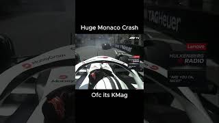 MONACO CRASH 24 f1 monaco crash formula1 f1monaco kevinmagnussen checoperez [upl. by Dalis]