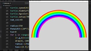 Draw Rainbow🌈Full Python Code  Python Turtle [upl. by Campy]