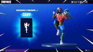 NEW quotZANYquot Dance Emote Showcased with 44 Skins  Fortnite Season 4 [upl. by Hguh]