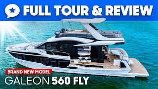 NEW Galeon 560 Fly Yacht Tour amp Review  YachtBuyer [upl. by Nyltyak336]