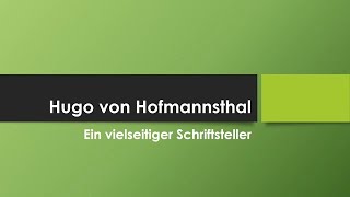 Hugo von Hofmannsthal [upl. by Cordie]