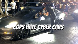 TESLA KID GETS CLIP FARMED AT CAR MEET BY POLICE [upl. by Ived]