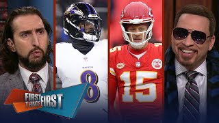 Chiefs lose to Raiders Mahomes optimistic Ravens roll Purdy amp 49ers  NFL  FIRST THINGS FIRST [upl. by Ecirtam96]