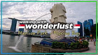 MERLION PARK TO MARINA BAY SANDS  WATERFRONT WALK OF SINGAPORES ICONIC SKYLINE 4K WALKING TOUR [upl. by Aborn955]