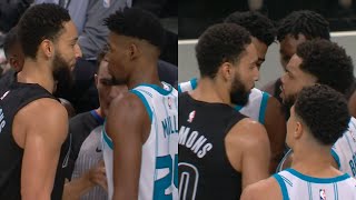 Ben Simmons dunks it then gets into it with Brandon Miller and the Hornets [upl. by Nilrem848]