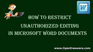 How To Restrict Unauthorised Editing in Microsoft Word Document [upl. by Lidstone]