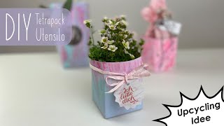 DIY Tetrapack Utensilo  Geschenkbox  Milchtüten Upcycling  ohne Nähen [upl. by Llerrot731]