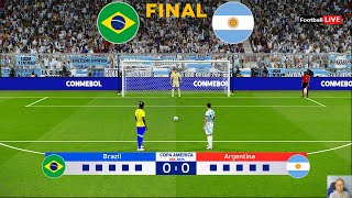 Brazil vs Argentina  Penalty Shootout  Final Copa America 2024  Messi vs Vinicius  PES Gameplay [upl. by Ahsitram]