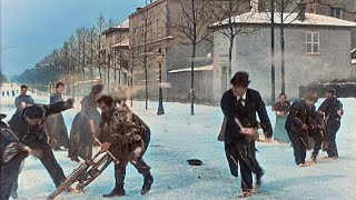 1897 year Snowball fight colorized in 2021 [upl. by Haon]